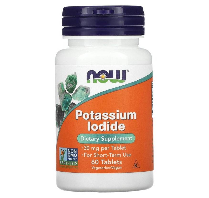 NOW Foods, Йодид калия, 30 мг, 60 таблеток