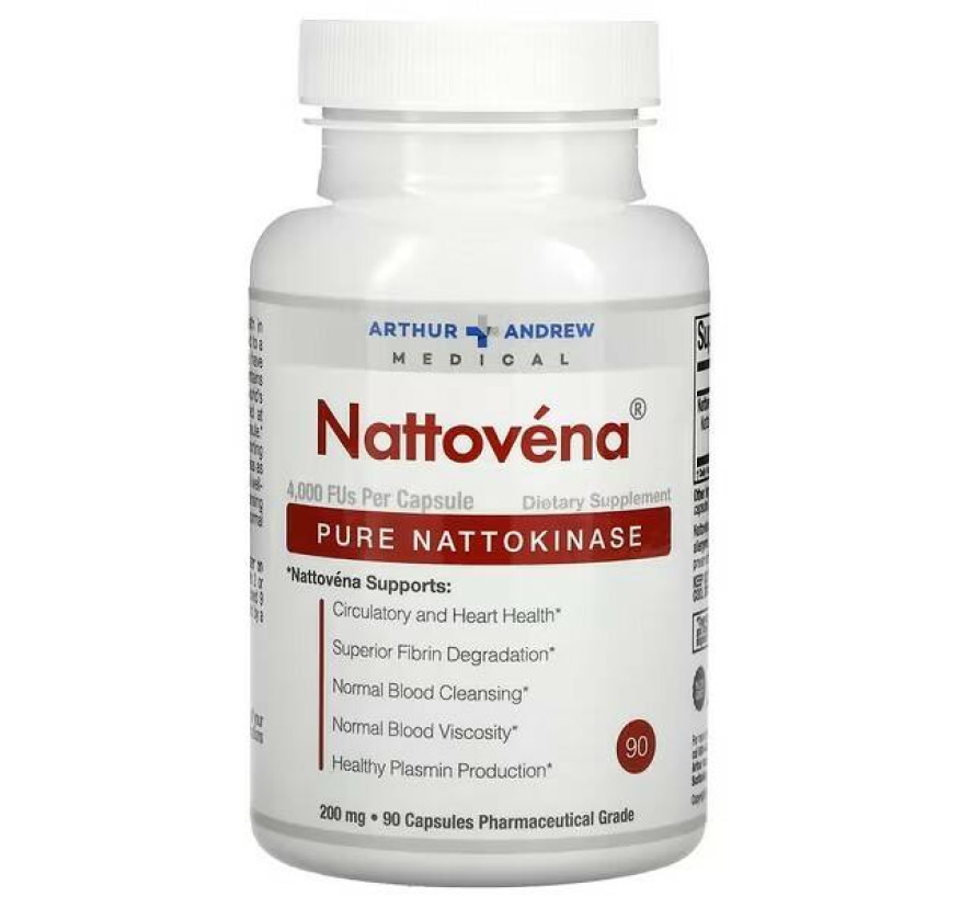 Arthur Andrew Medical, Nattovena, чистая наттокиназа, 200 мг, 90 капсул
