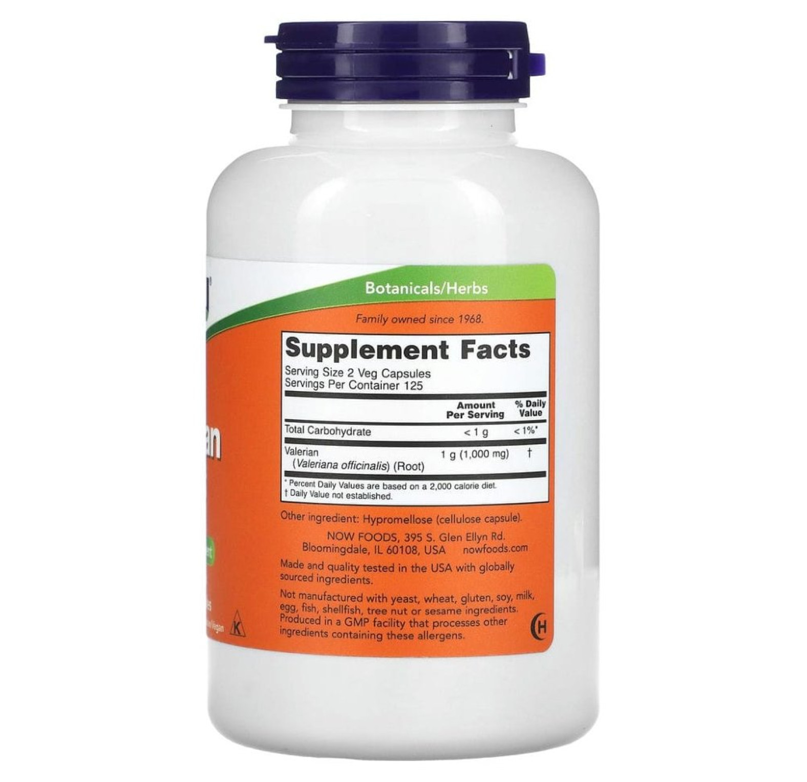 NOW Foods, корень валерианы, 500 мг, 250 растительных капсул