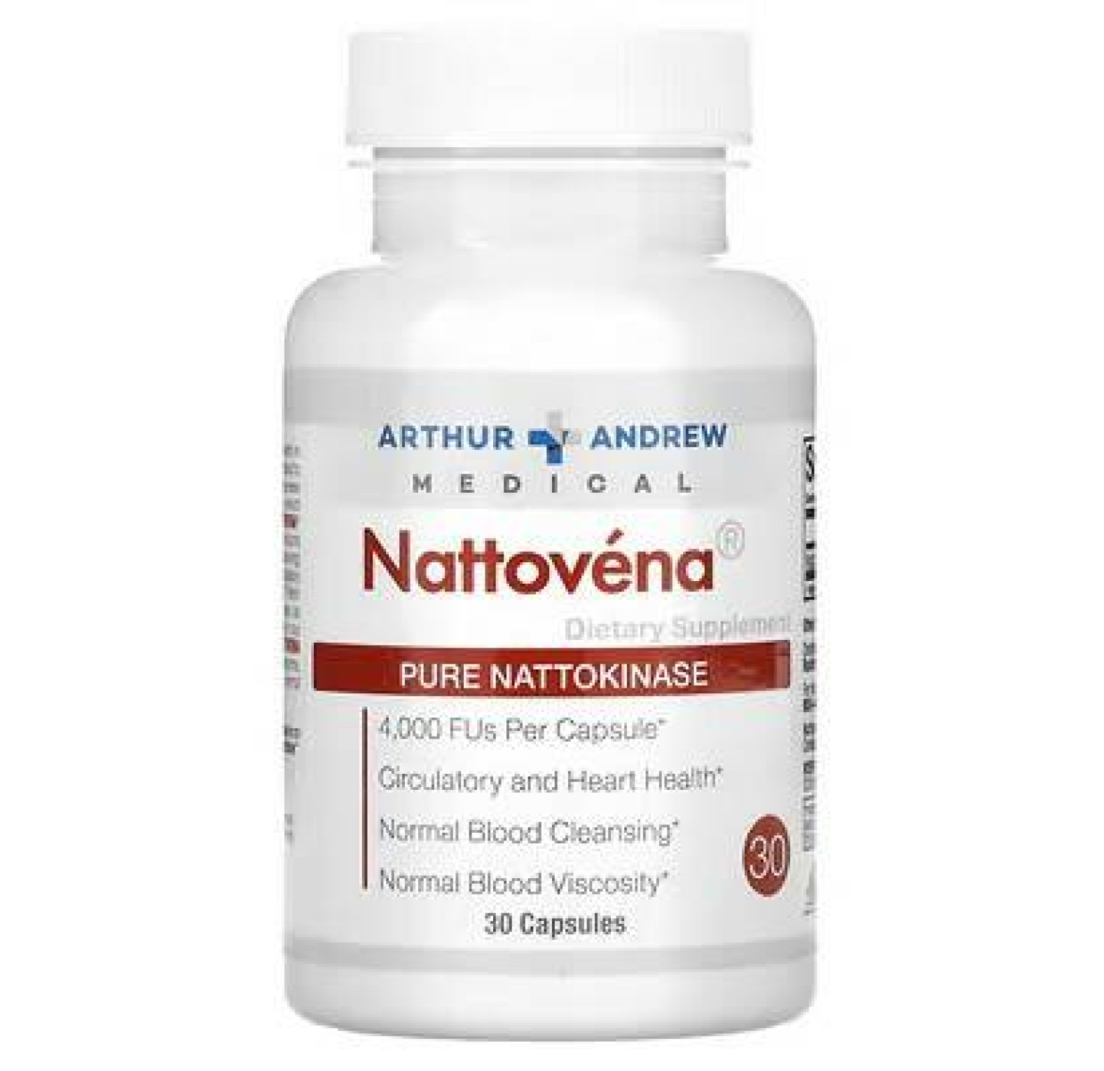 Arthur Andrew Medical, Наттовена, очищенная наттокиназа, 200 мг, 30 капсул
