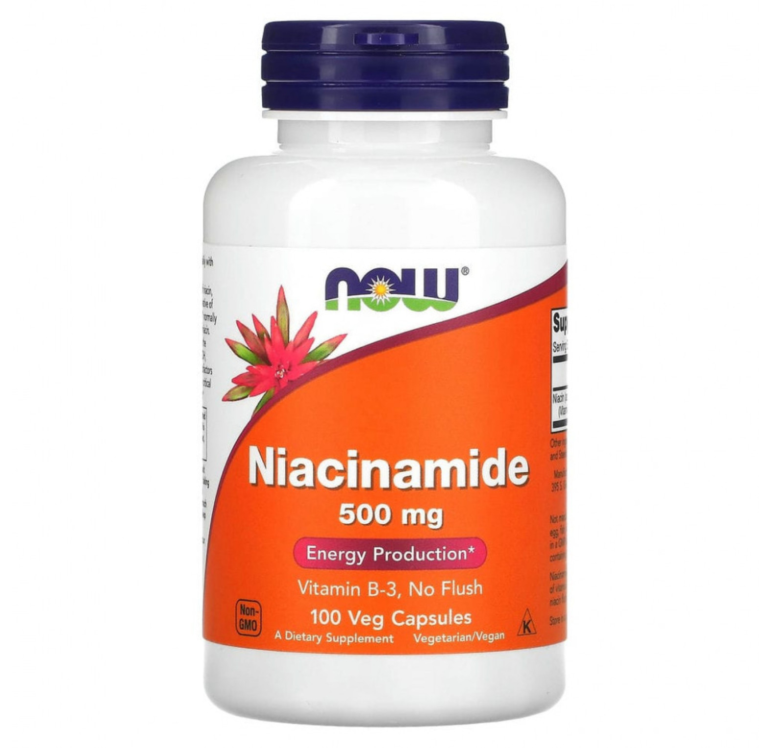 NOW Foods, никотинамид, 500 мг, 100 вегетарианских капсул