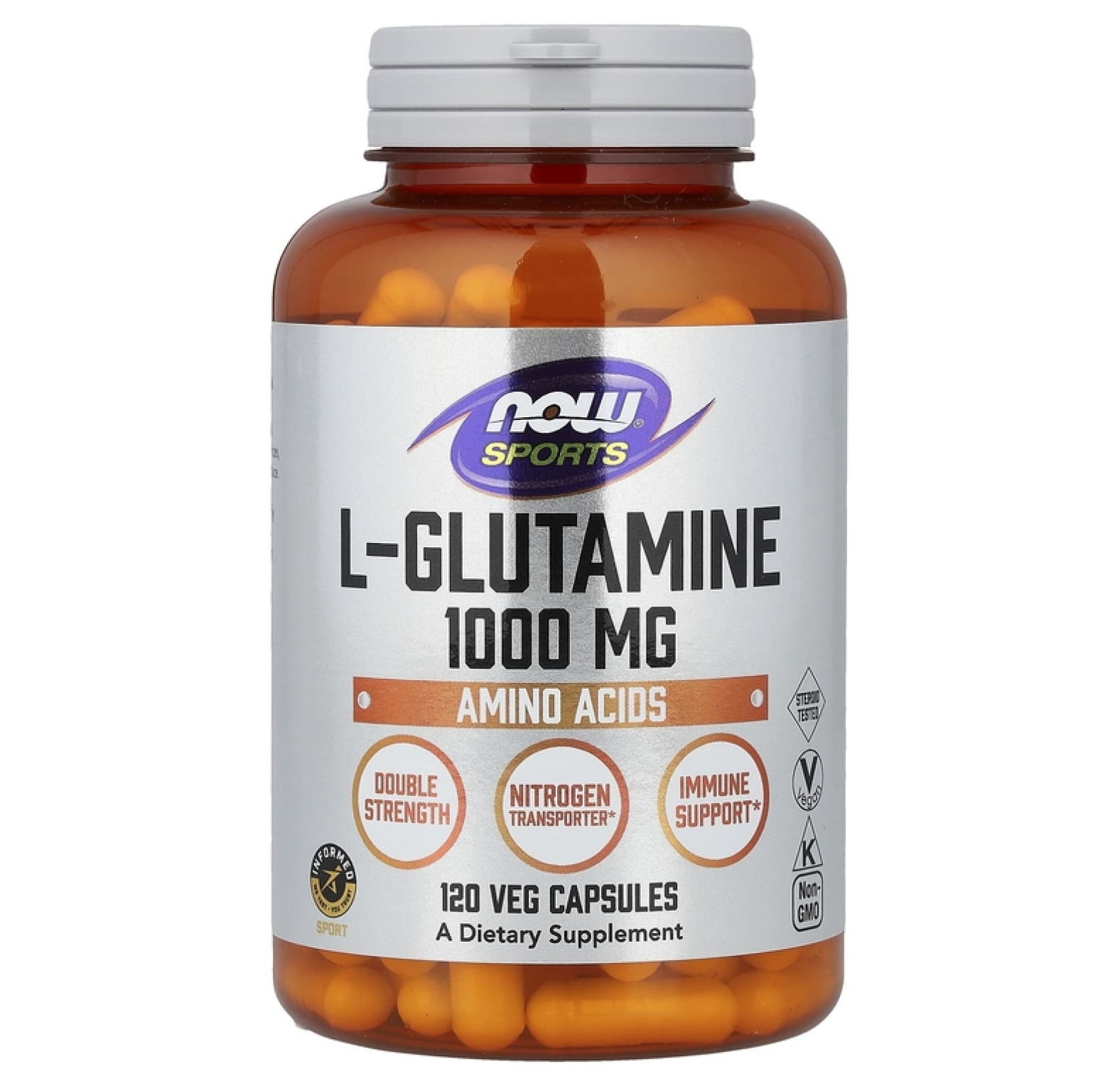 NOW Foods, Sports, L-глютамин, 1000 мг, 120 растительных капсул 