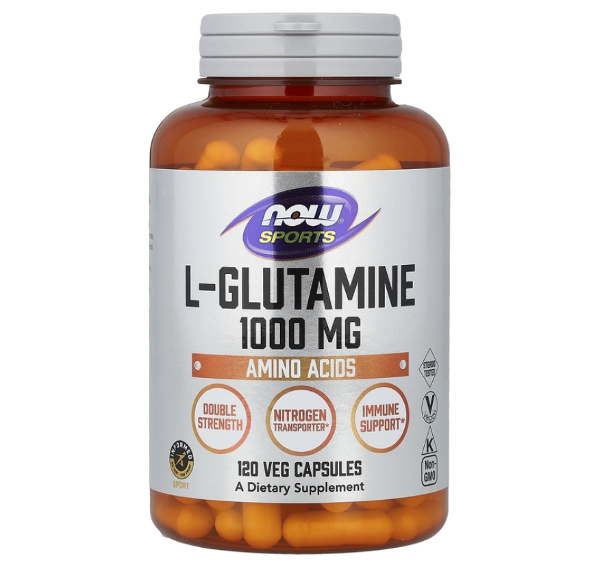 NOW Foods, Sports, L-глютамин, 1000 мг, 120 растительных капсул 