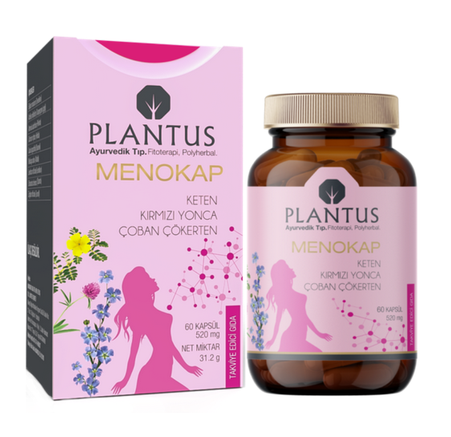 Plantus, Menokap, Комплекс витаминов для женщин  от приливов и стресса при климаксе и менопаузе, 60 капсул