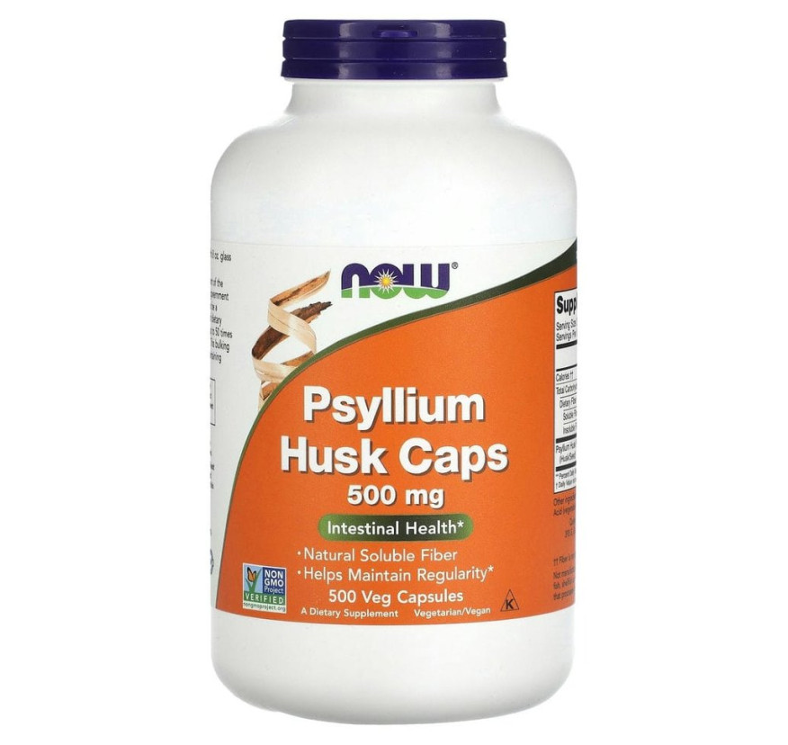 NOW Foods, шелуха семян подорожника в капсулах, 500 мг, 500 вегетарианских капсул