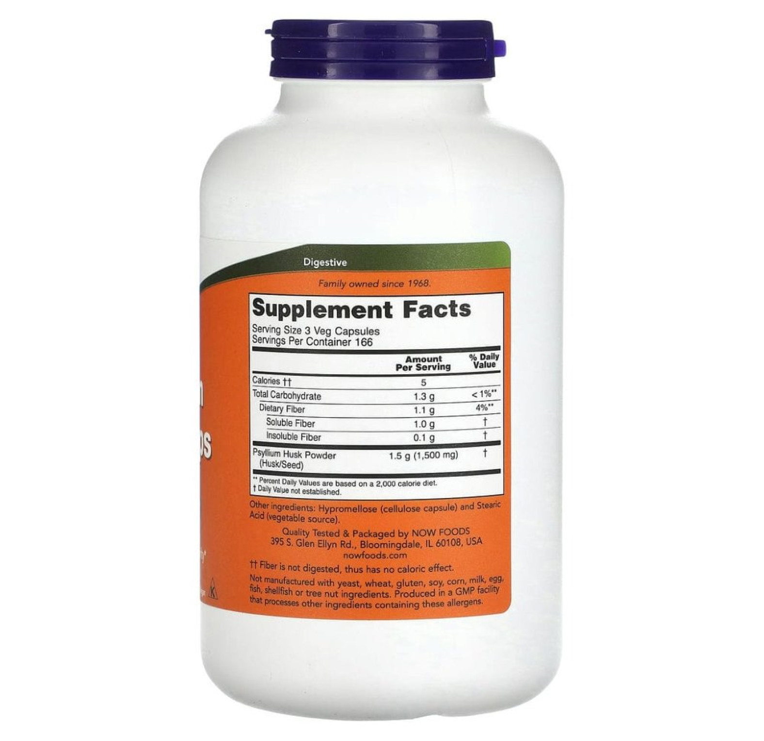NOW Foods, шелуха семян подорожника в капсулах, 500 мг, 500 вегетарианских капсул