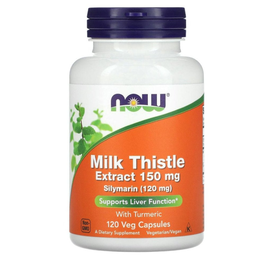 NOW Foods, экстракт расторопши с куркумой, 150 мг, 120 растительных капсул