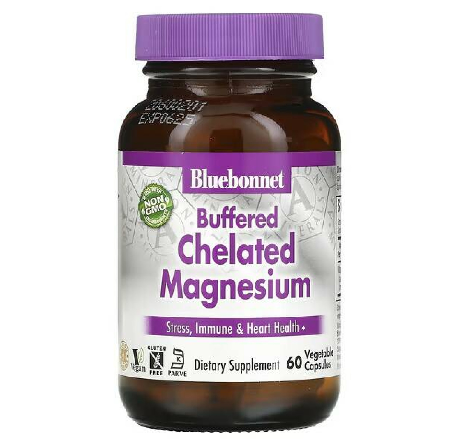 Bluebonnet Nutrition, буферизованный хелатный магний, 60 растительных капсул
