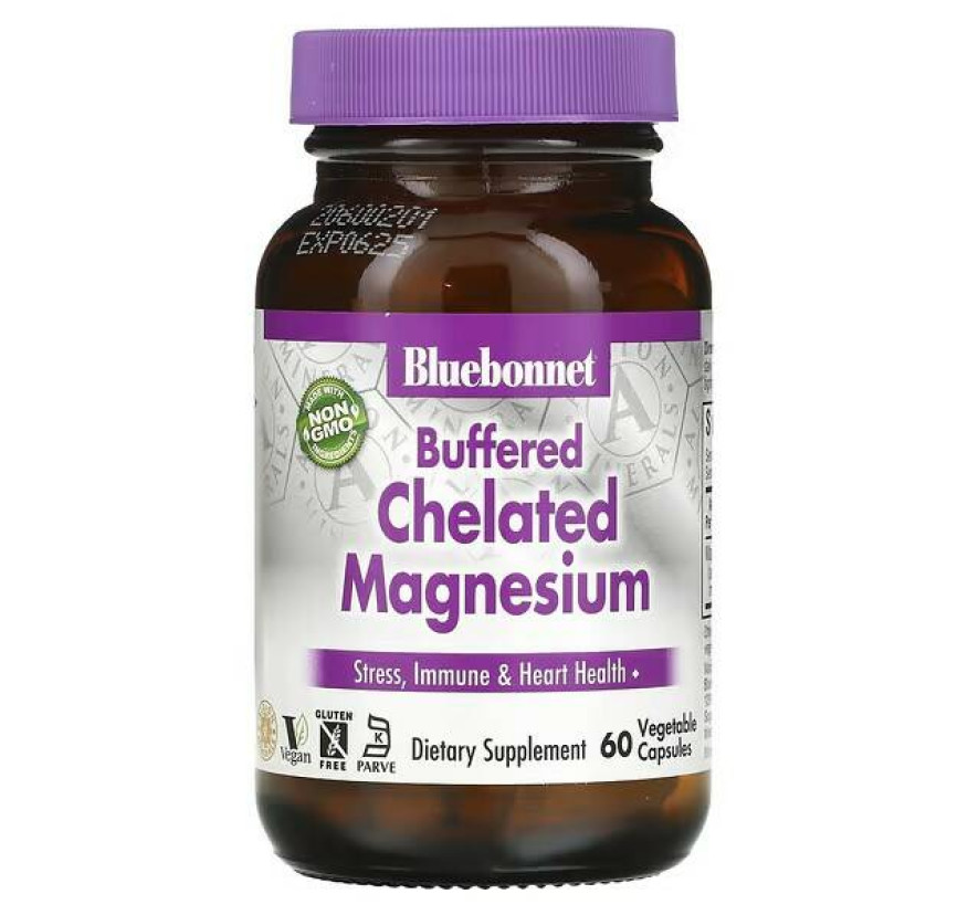 Bluebonnet Nutrition, буферизованный хелатный магний, 60 растительных капсул