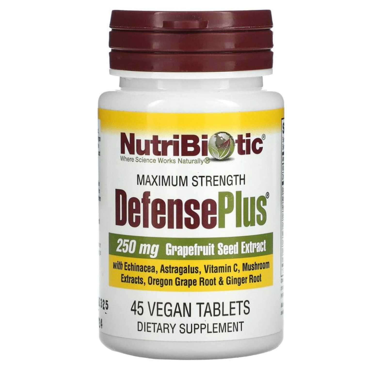NutriBiotic, DefensePlus, максимальная сила, 45 веганских таблеток