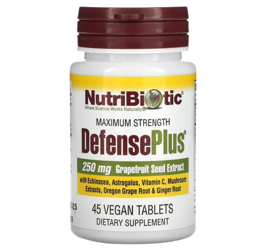 NutriBiotic, DefensePlus, максимальная сила, 45 веганских таблеток