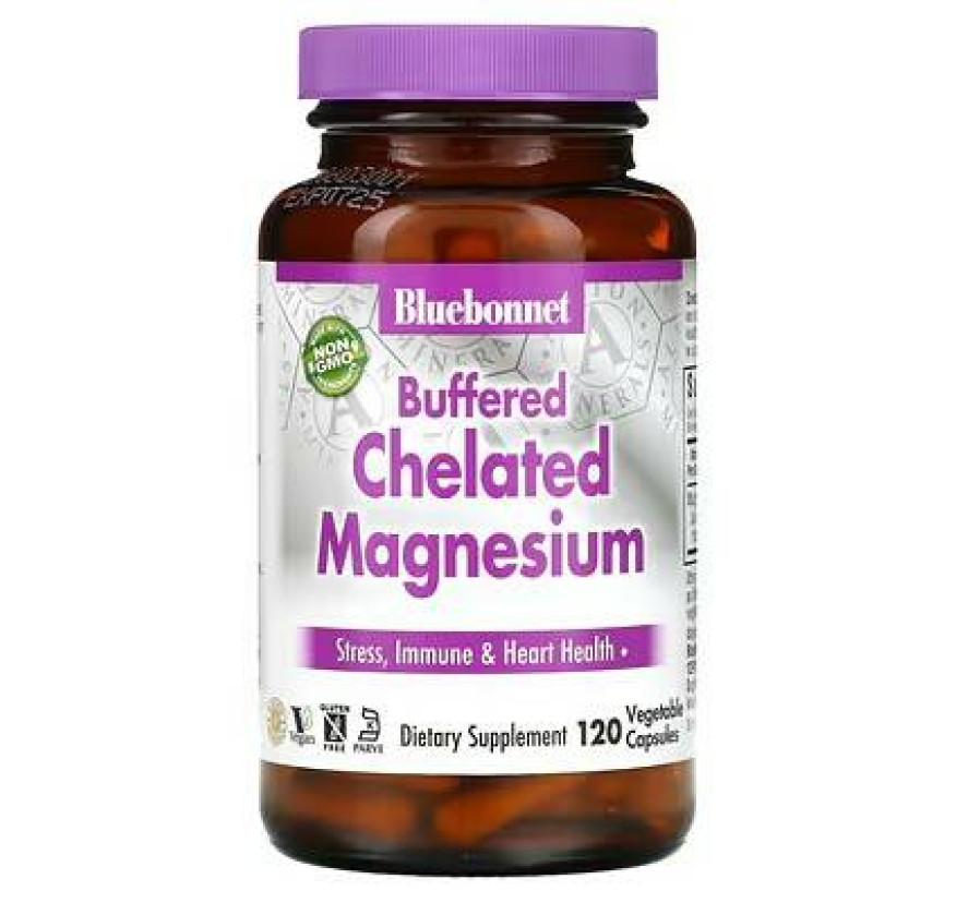Bluebonnet Nutrition, буферный хелатный магний, 120 растительных капсул