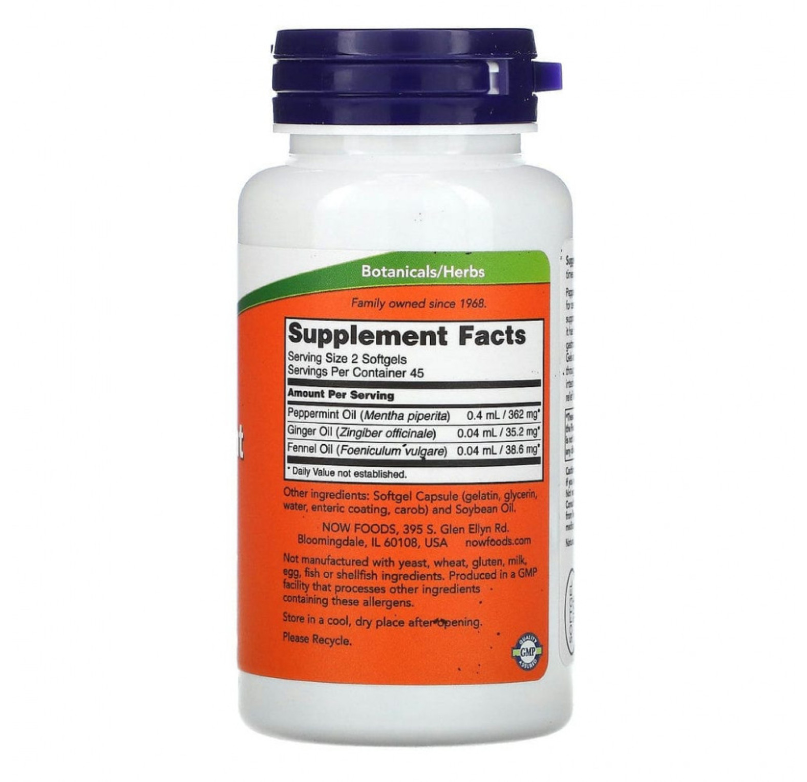 OW Foods, перечная мята в капсулах, 90 капсул