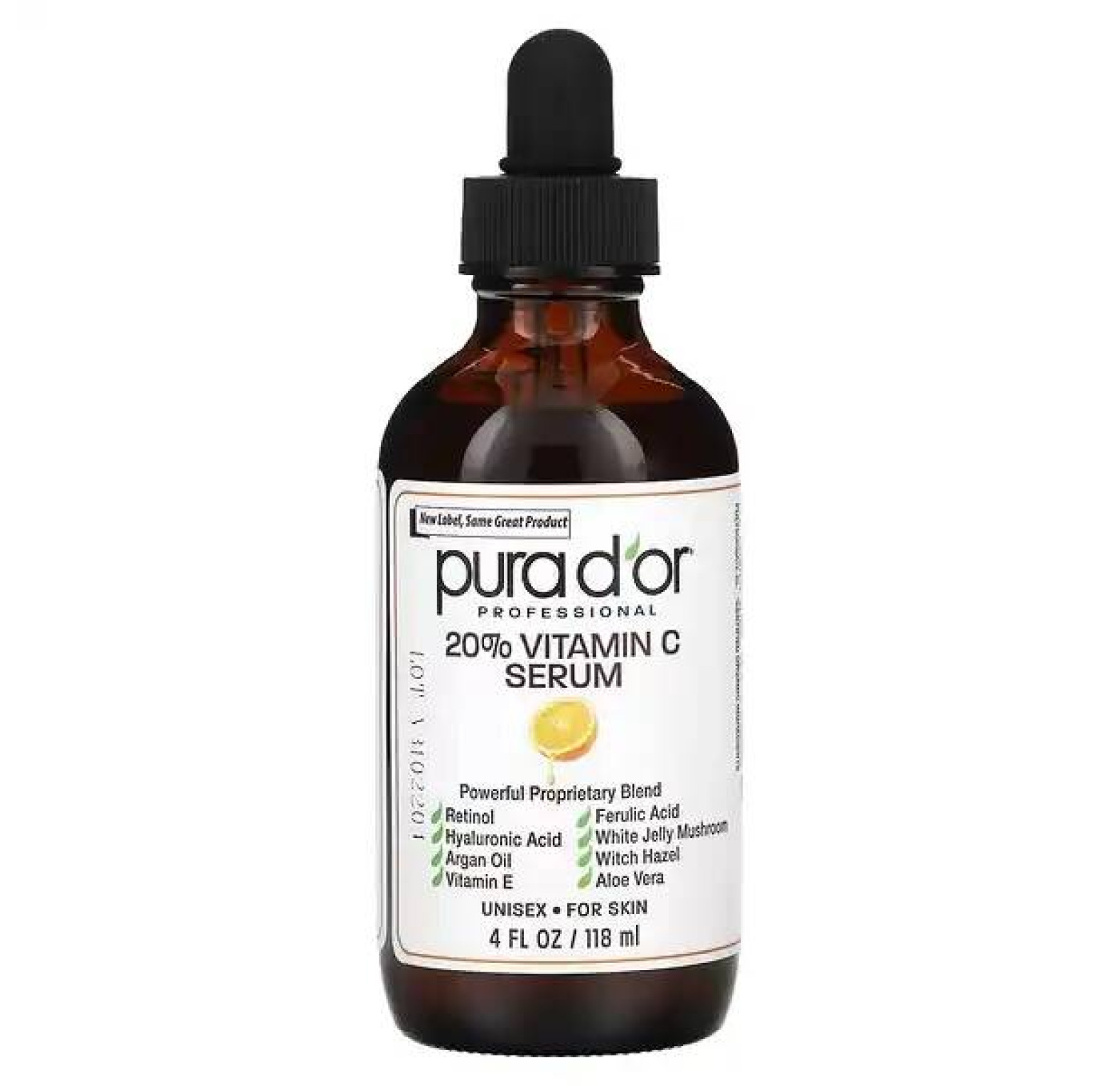 Pura D'or, профессиональная сыворотка с витамином C 20%, 118 мл (4 жидк. унции)