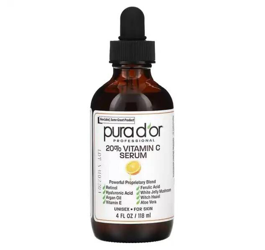 Pura D'or, профессиональная сыворотка с витамином C 20%, 118 мл (4 жидк. унции)
