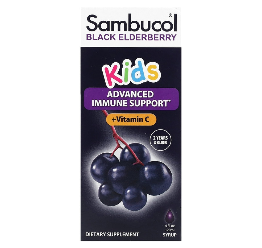 Sambucol, Черная бузина, поддержка иммунной системы, для детей, сироп, 120 мл
