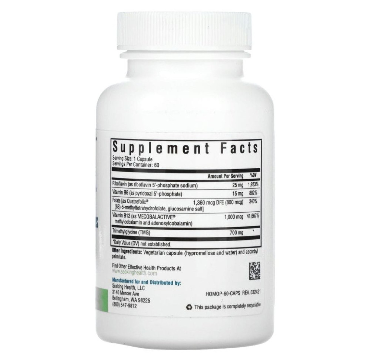 Seeking Health, HomocysteX Plus, 60 вегетарианских капсул