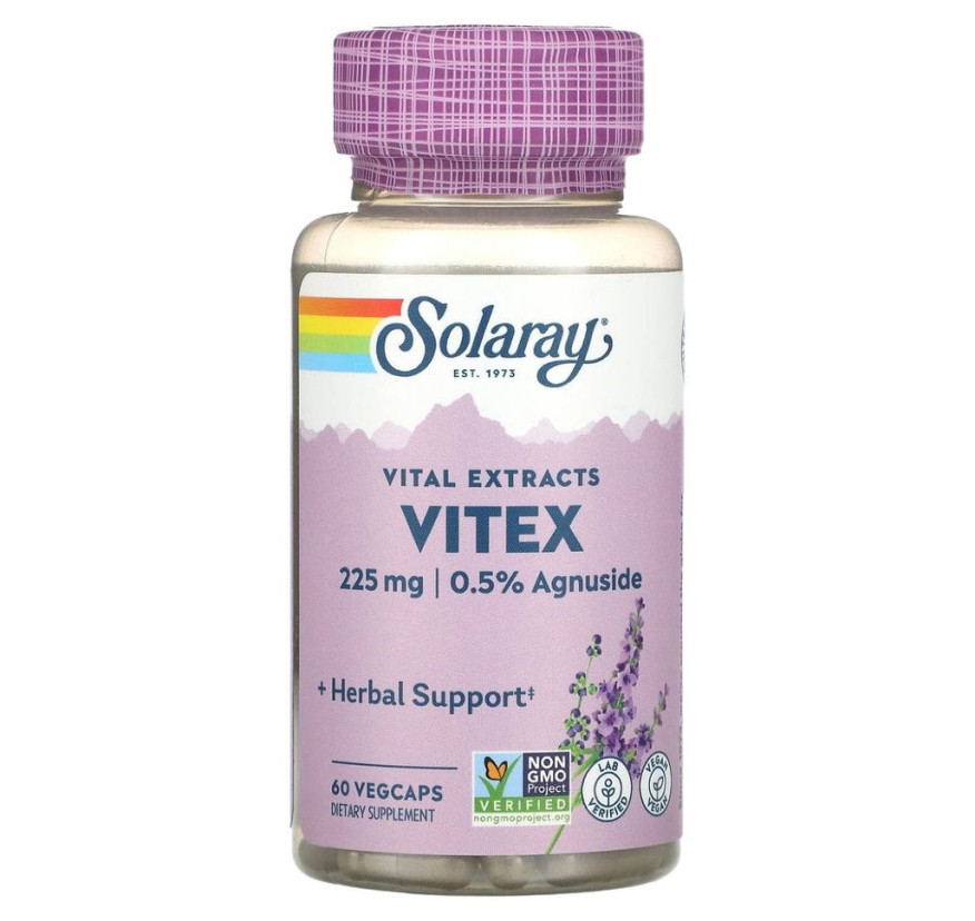 Solaray, Экстракт ягод витекса, 225 мг, 60 капсул с оболочкой из ингредиентов растительного происхождения