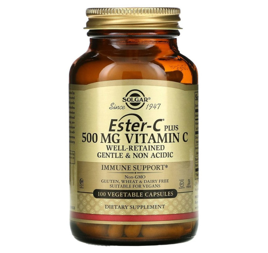 Solgar, Ester-C Plus, витамин C, 500 мг, 100 вегетарианских капсул
