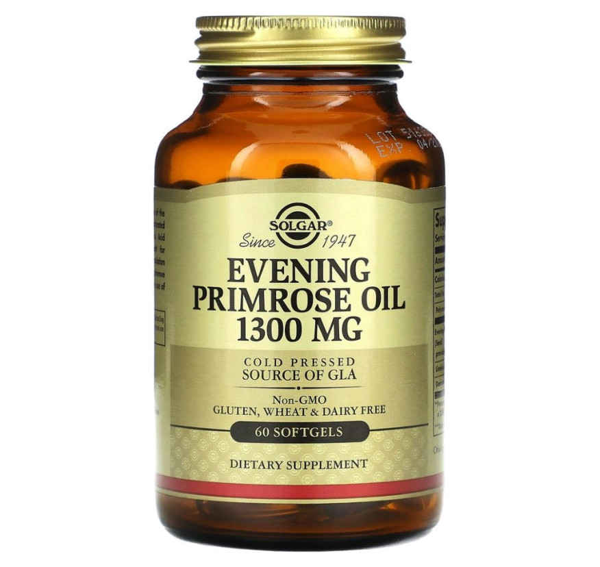 Solgar, масло примулы вечерней, 1300 мг, 60 капсул