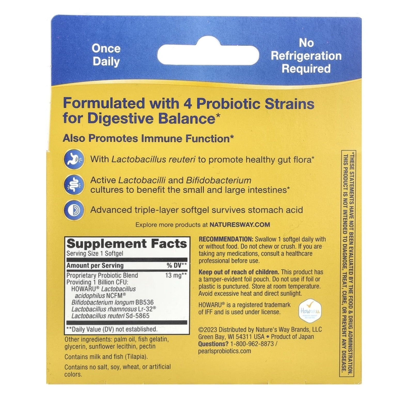 Nature's Way, Primadophilus Reuteri Pearls, 60 капсул