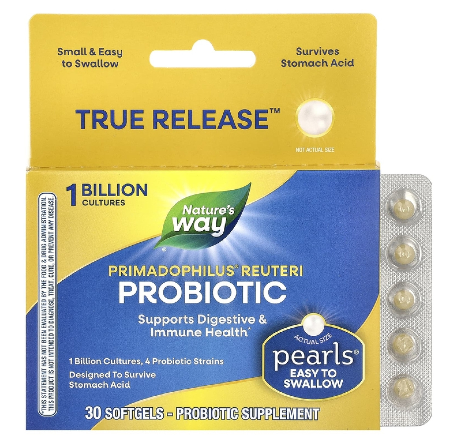 Nature's Way, Primadophilus Reuteri Pearls, 30 мягких таблеток