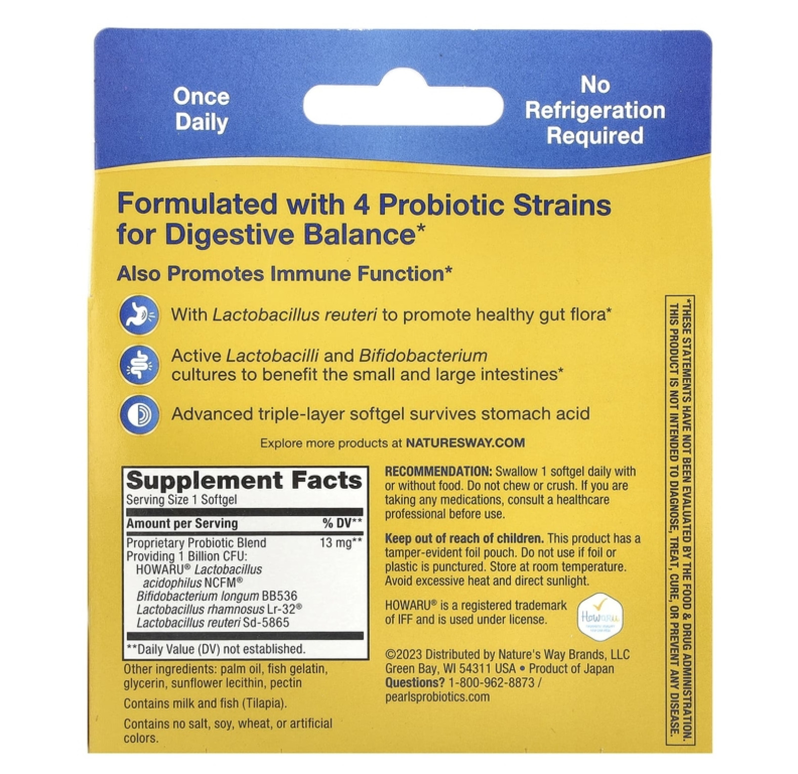 Nature's Way, Primadophilus Reuteri Pearls, 30 мягких таблеток