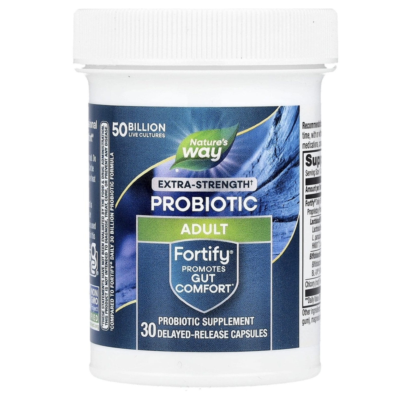 Nature's Way, Fortify, пробиотики и пребиотики для ежедневного приема, повышенная сила действия, 50 млрд, 30 капсул с отсроченным высвобождением