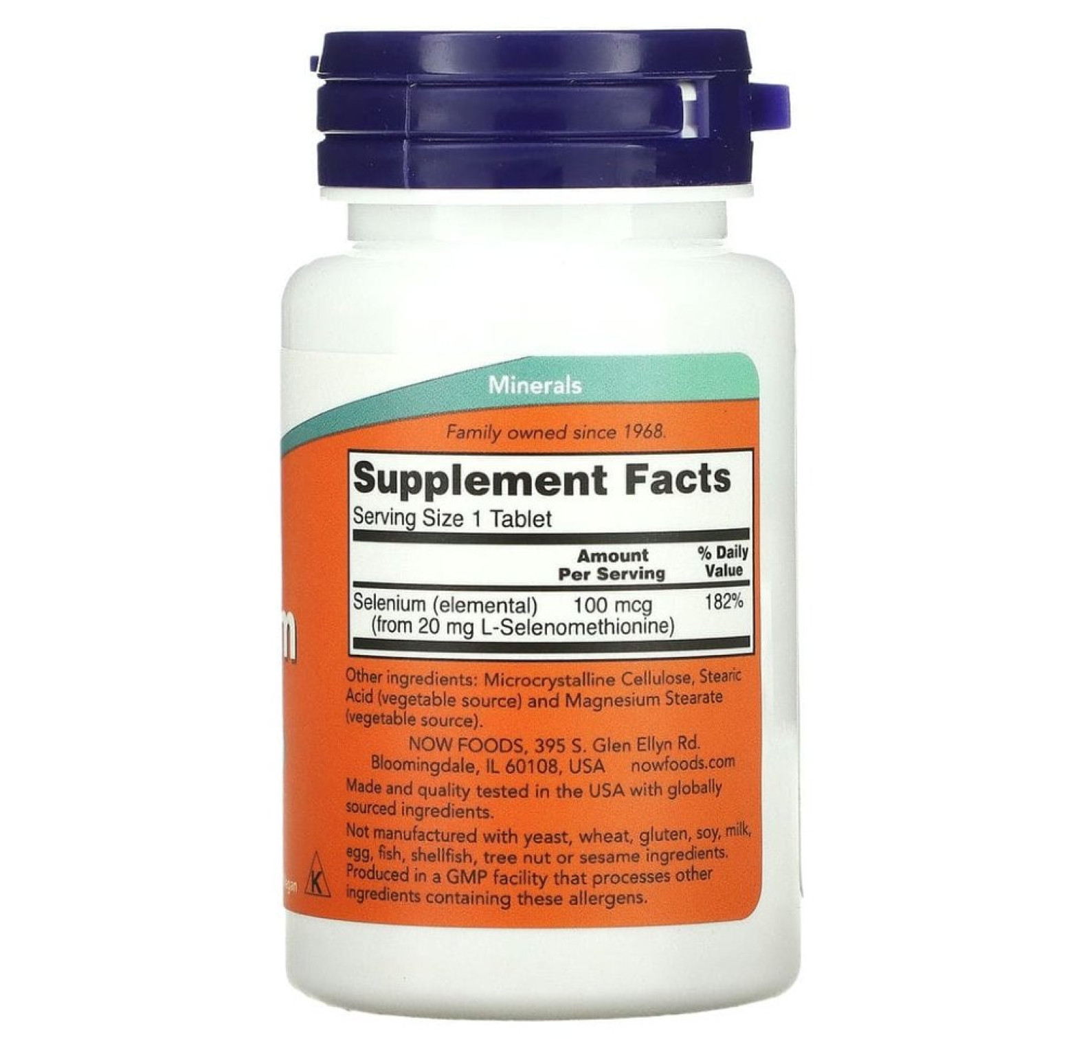 NOW Foods, селен, 100 мкг, 100 таблеток