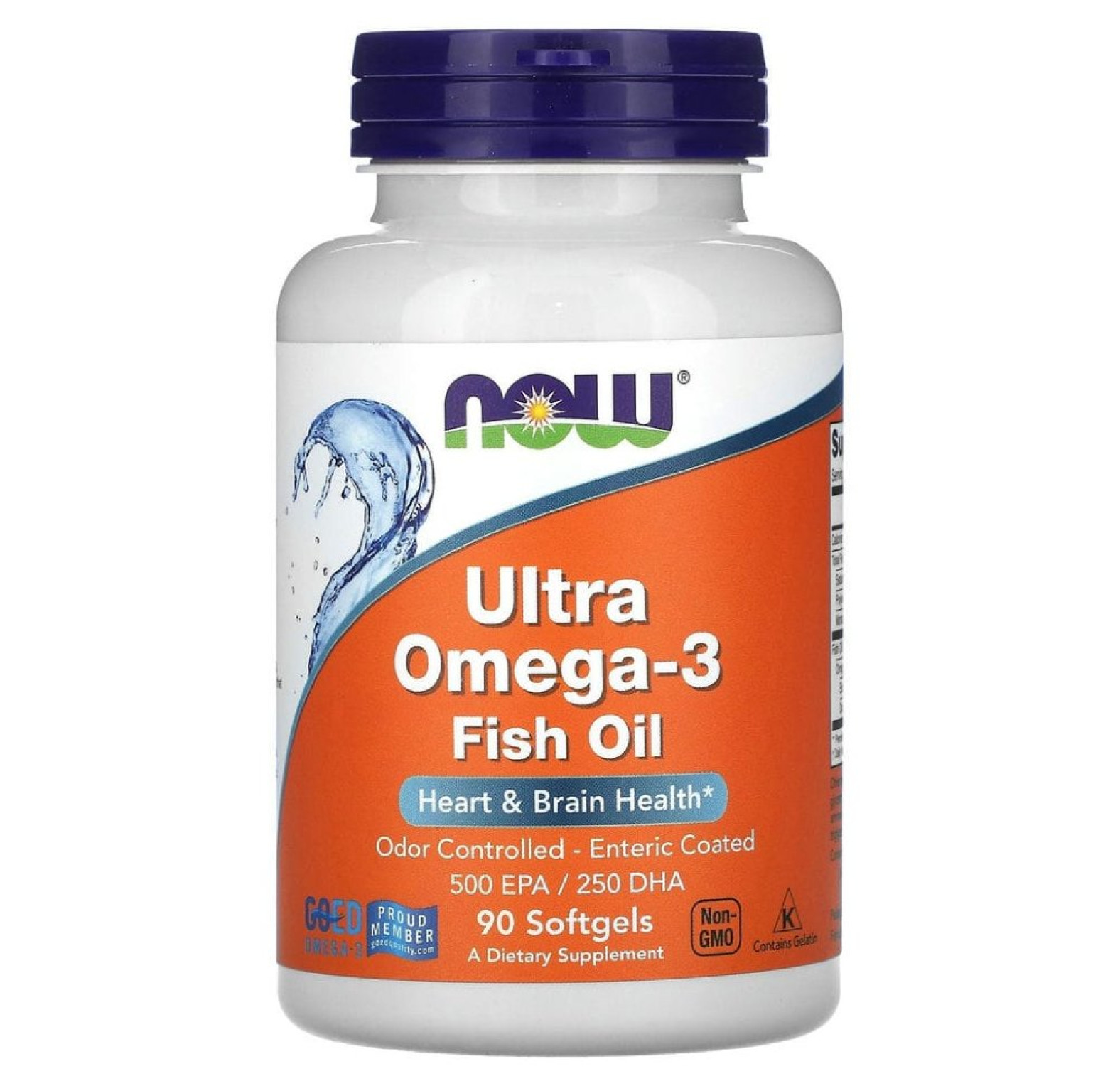 NOW Foods, ультра омега-3, рыбий жир, 90 капсул