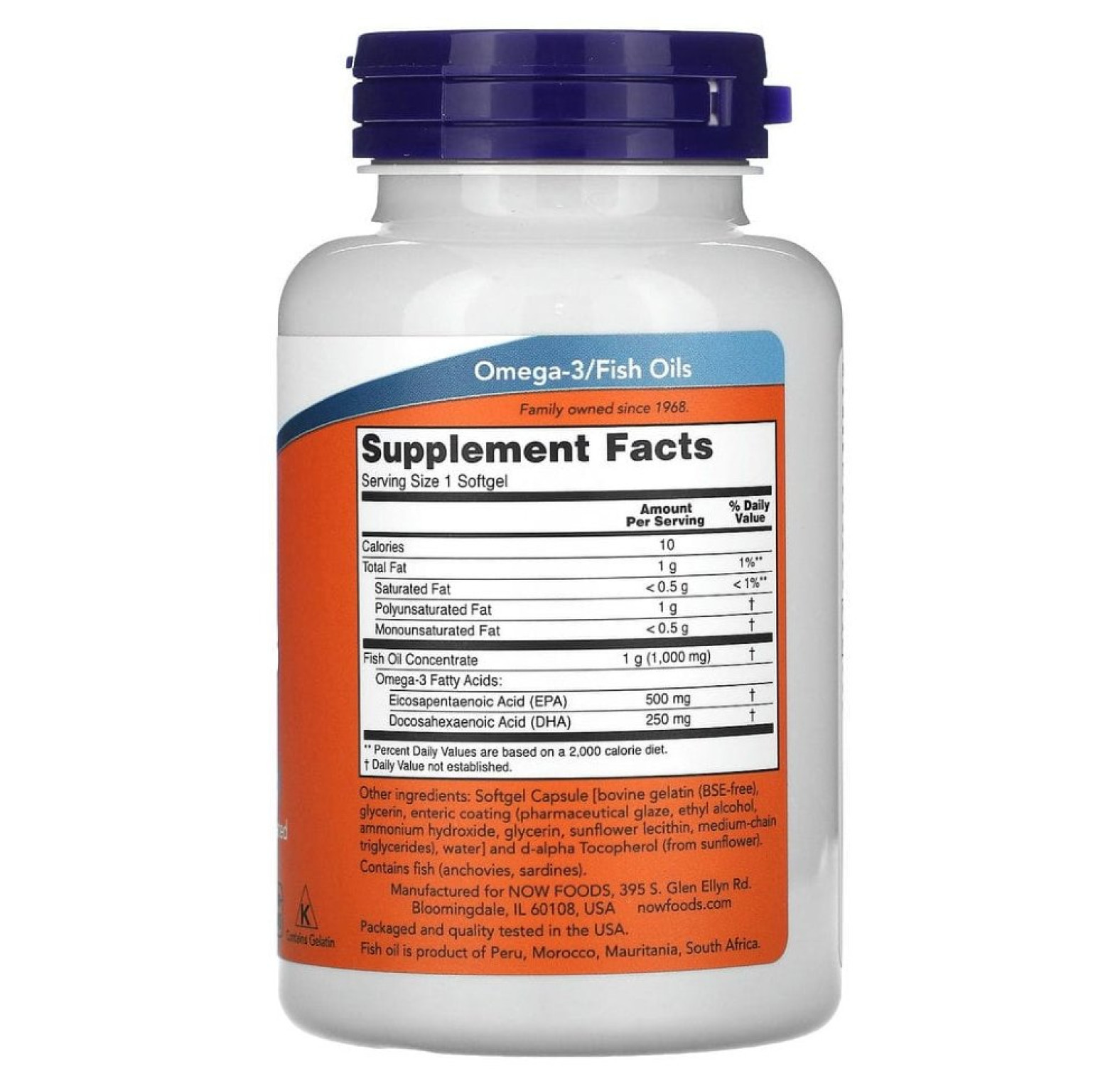NOW Foods, ультра омега-3, рыбий жир, 90 капсул