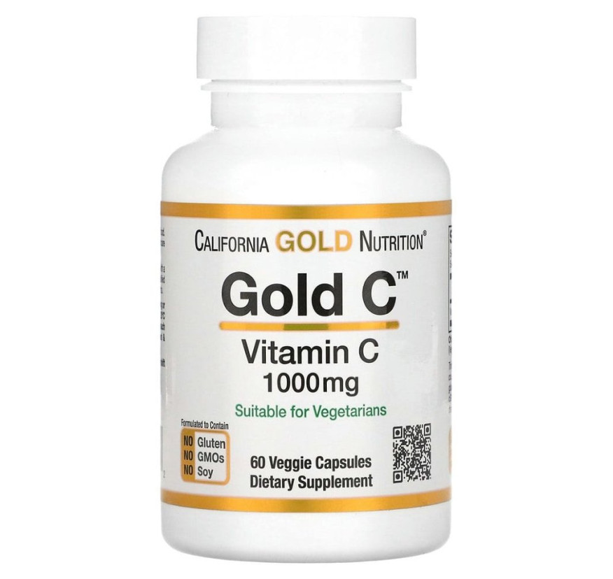California Gold Nutrition, Gold C, витамин C класса USP, 1000 мг, 60 вегетарианских капсул