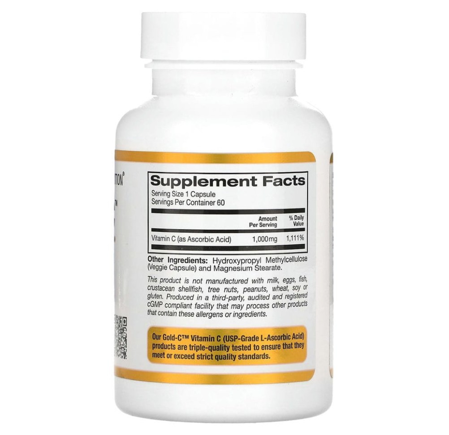 California Gold Nutrition, Gold C, витамин C класса USP, 1000 мг, 60 вегетарианских капсул