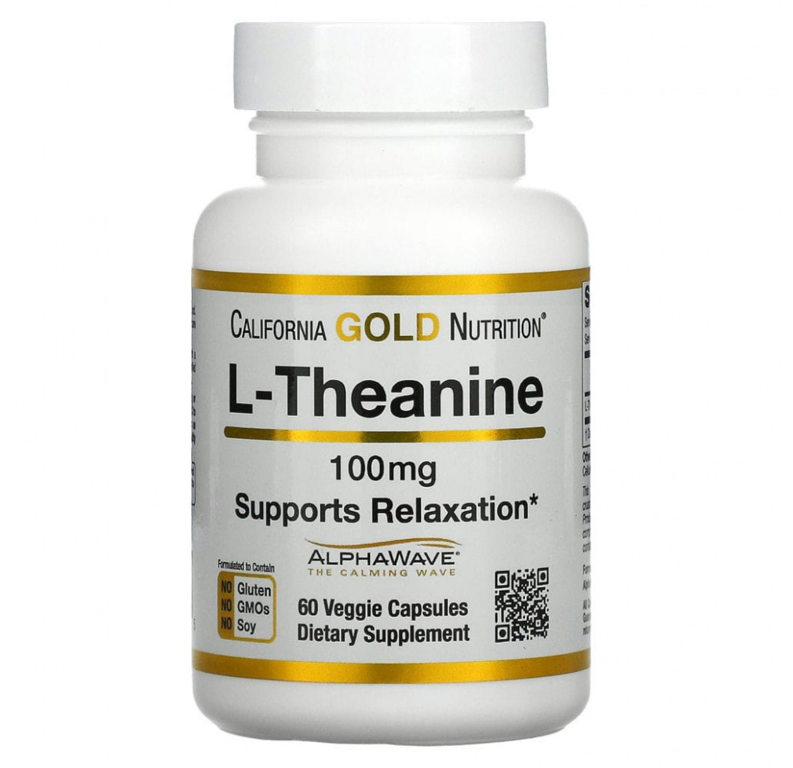 California Gold Nutrition, L-теанин, с AlphaWave, 200 мг, 60 растительных капсул