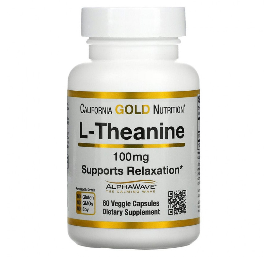 California Gold Nutrition, L-теанин, с AlphaWave, 200 мг, 60 растительных капсул