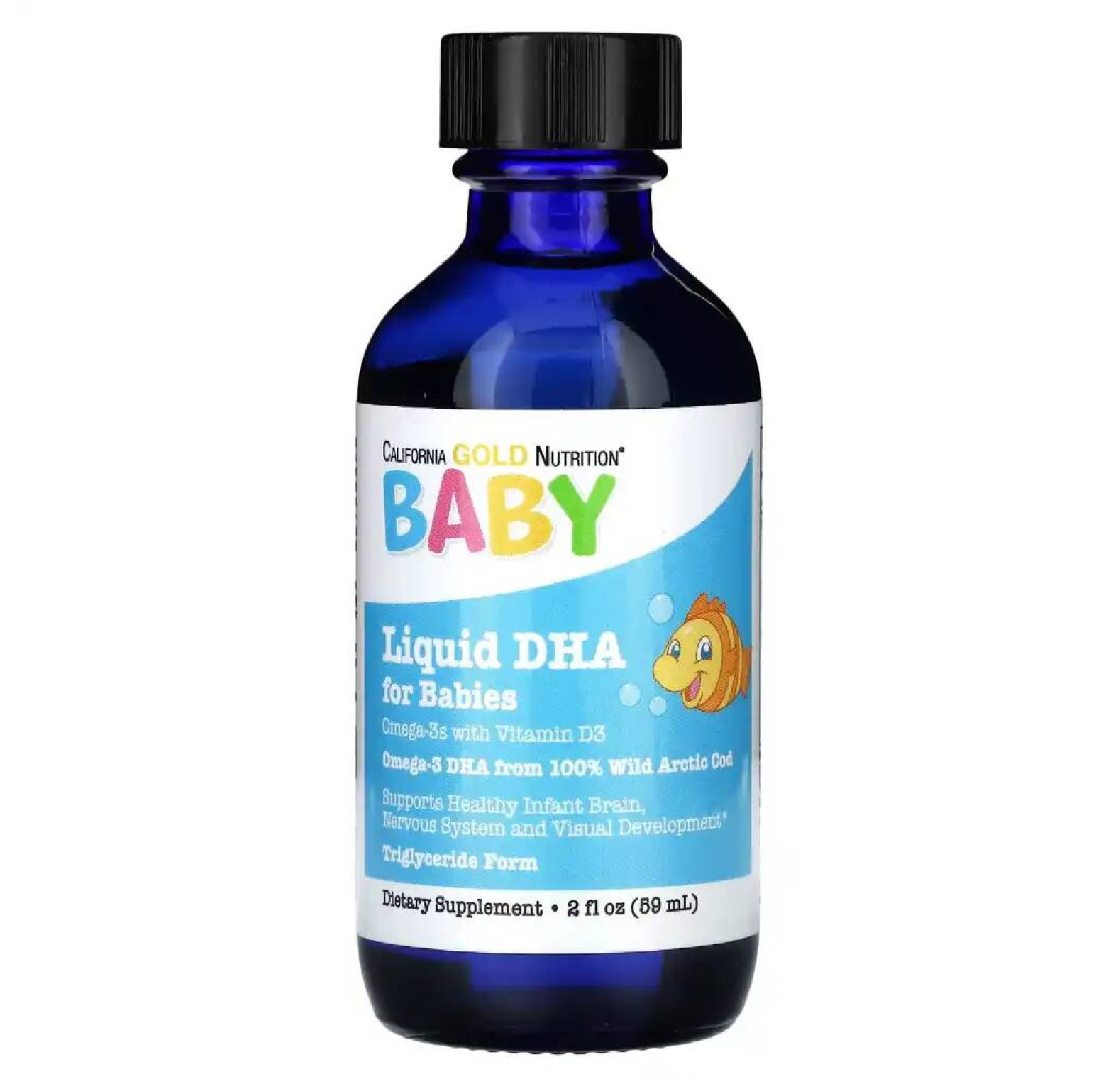 California Gold Nutrition, ДГК для детей, омега-3 с витамином D3, 1050 мг, 59 мл