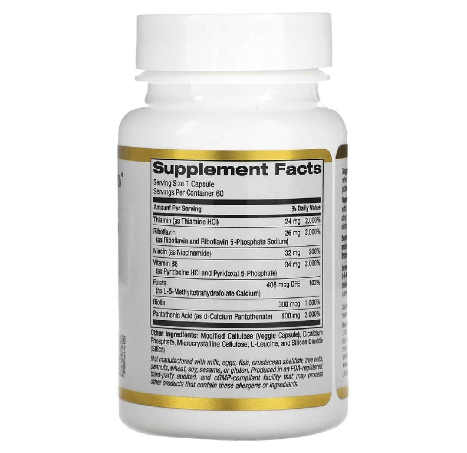 California Gold Nutrition, комплекс витаминов группы B, 60 растительных капсул