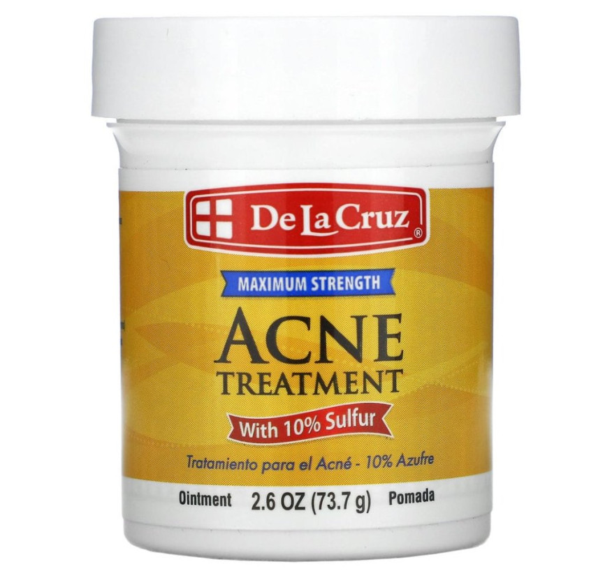 De La Cruz, мазь для лечения акне с 10% серой, максимальная эффективность, 73,7 г (2,6 унции)