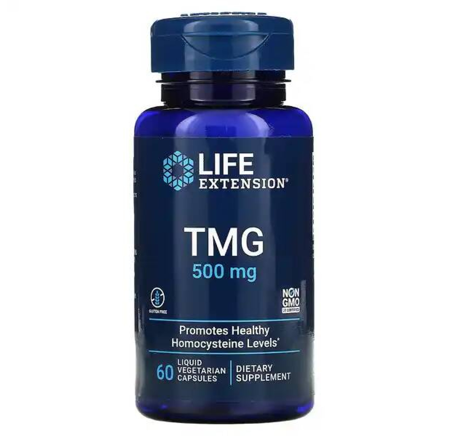 Life Extension, TMG, триметилглицин, 500 мг, 60 вегетарианских капсул с жидкостью