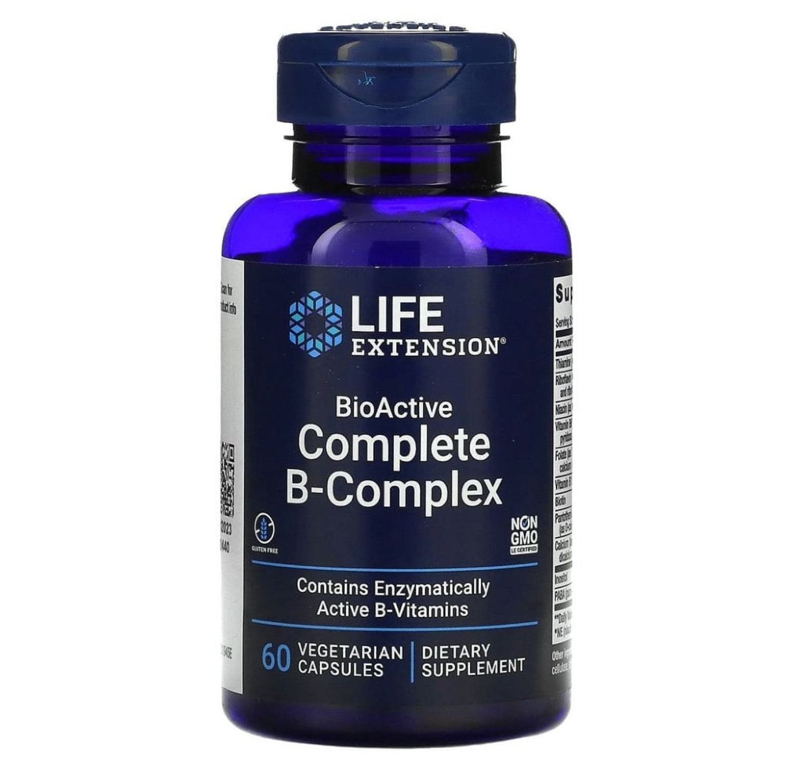 Life Extension, полный биоактивный комплекс витаминов группы B, 60 вегетарианских капсул