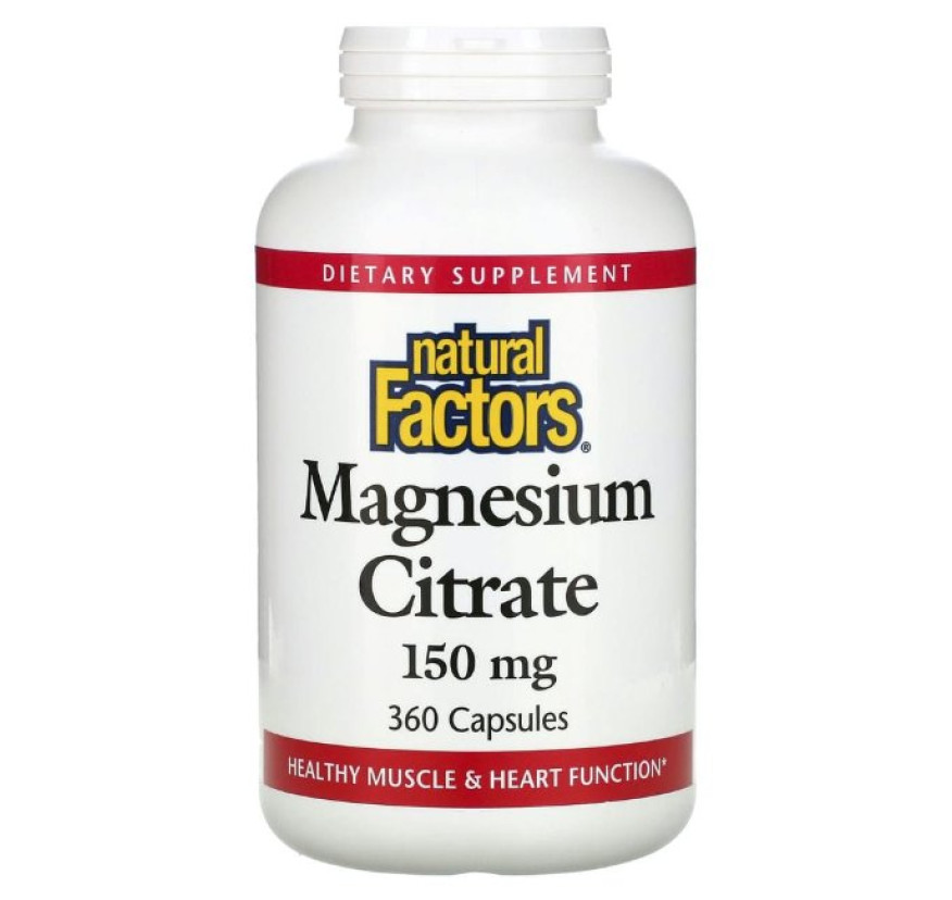 Natural Factors, Цитрат магния, 150 мг, 360 капсул