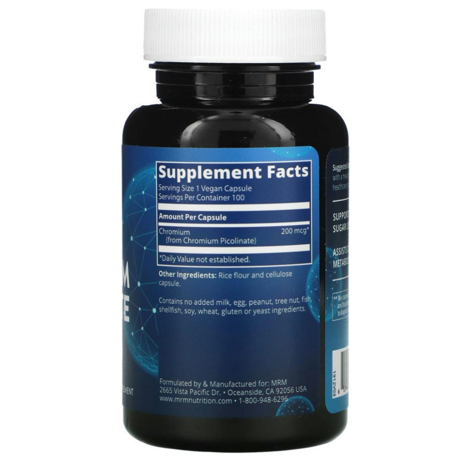 MRM Nutrition, Nutrition, пиколинат хрома, 200 мкг, 100 веганских капсул