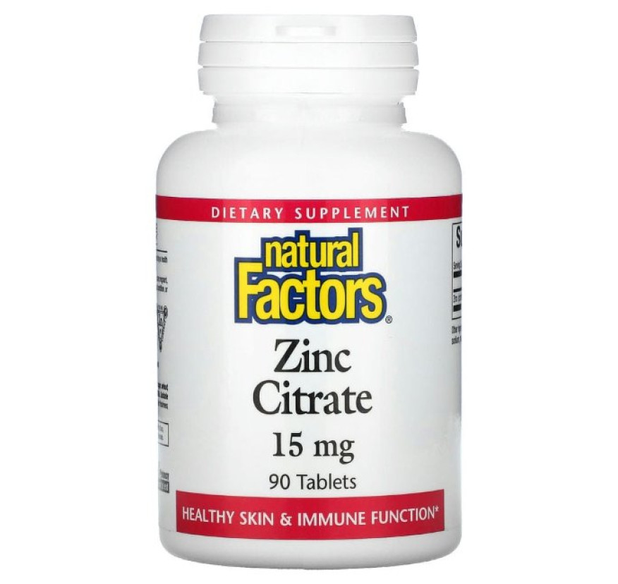 Natural Factors, цитрат цинка, 15 мг, 90 таблеток