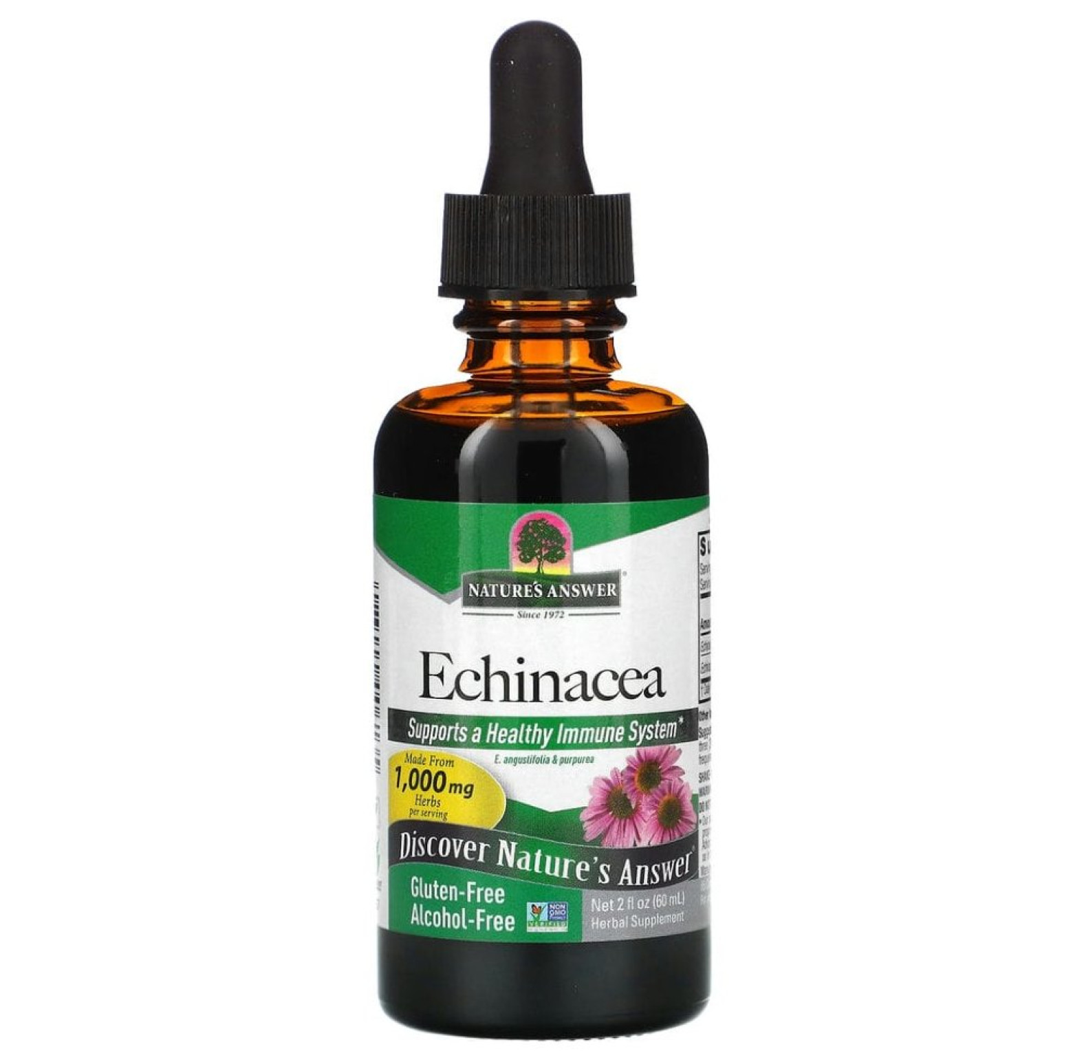 Nature's Answer, эхинацея, без спирта, 1000 мг, 60 мл (2 жидк. унции)