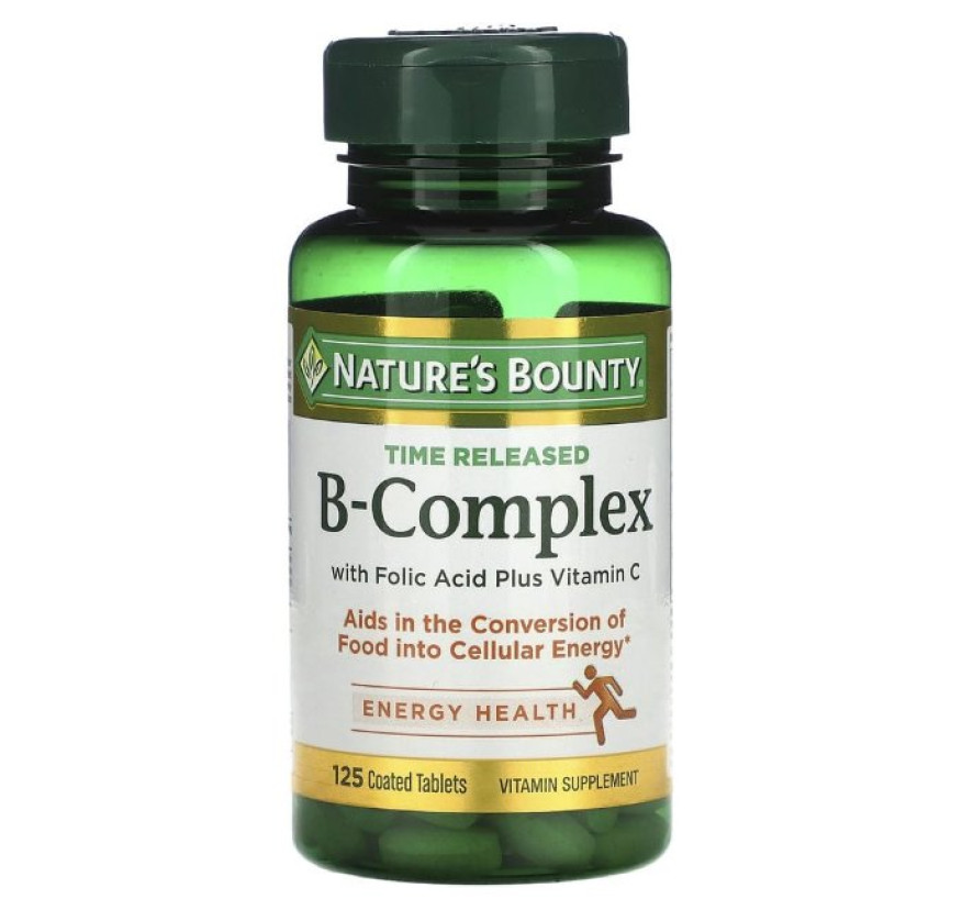 Nature's Bounty, Комплекс витаминов B, Time Released, 125 таблеток в оболочке