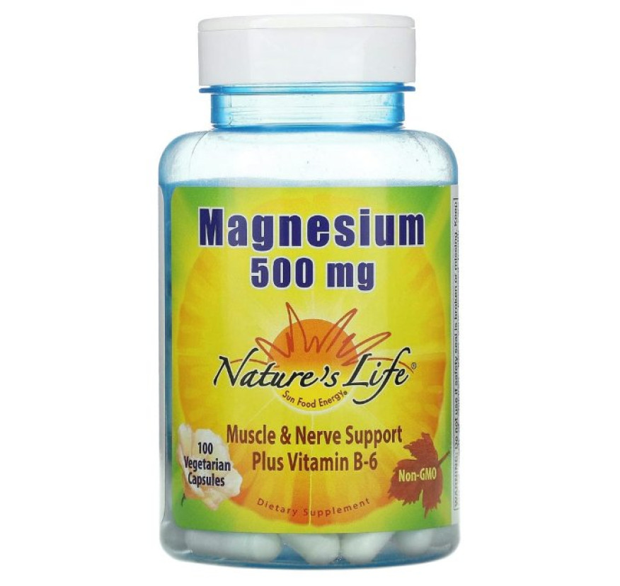 Nature's Life, магний, 500 мг, 100 вегетарианских капсул