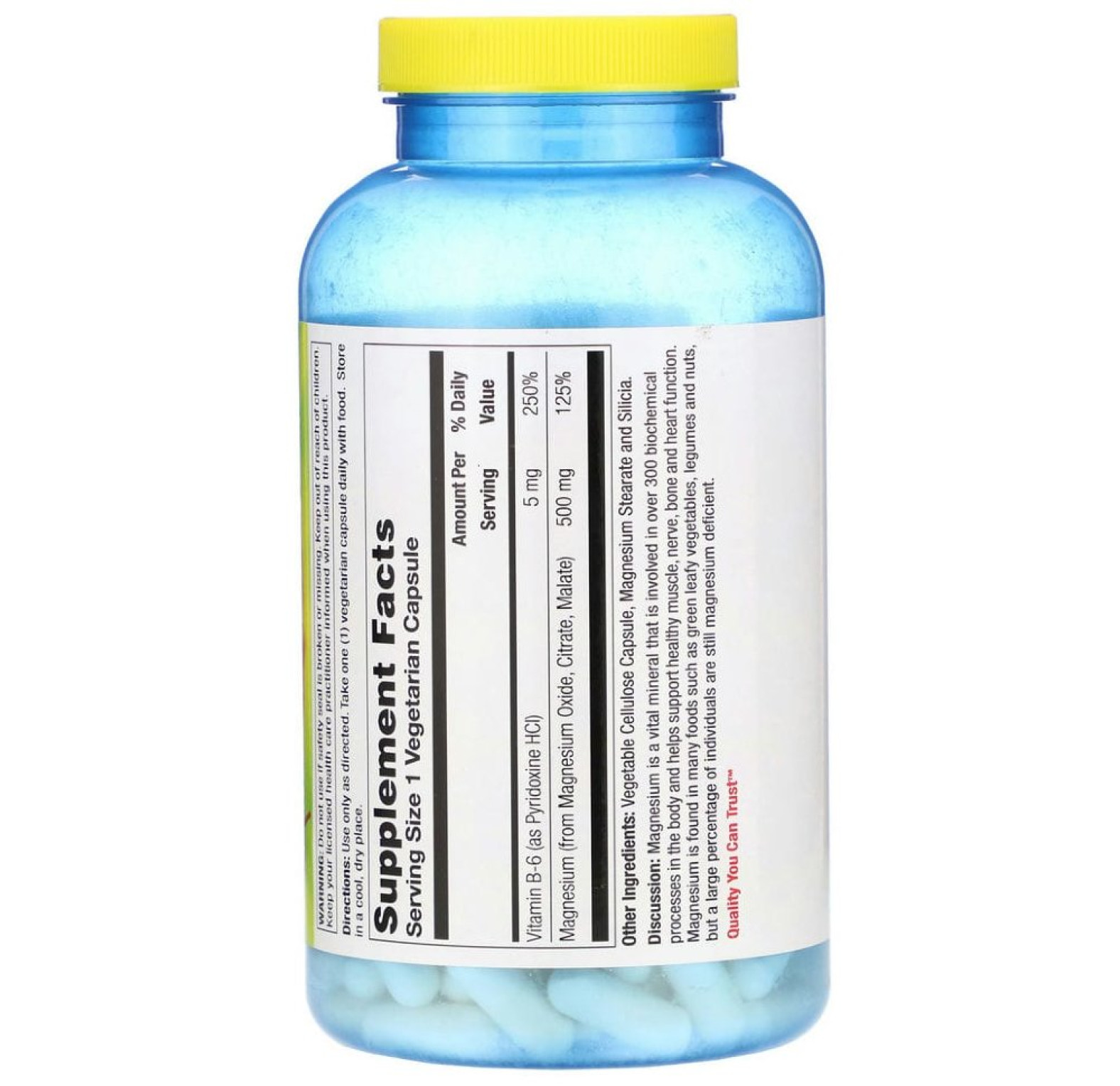 Nature's Life, магний, 500 мг, 250 вегетарианских капсул