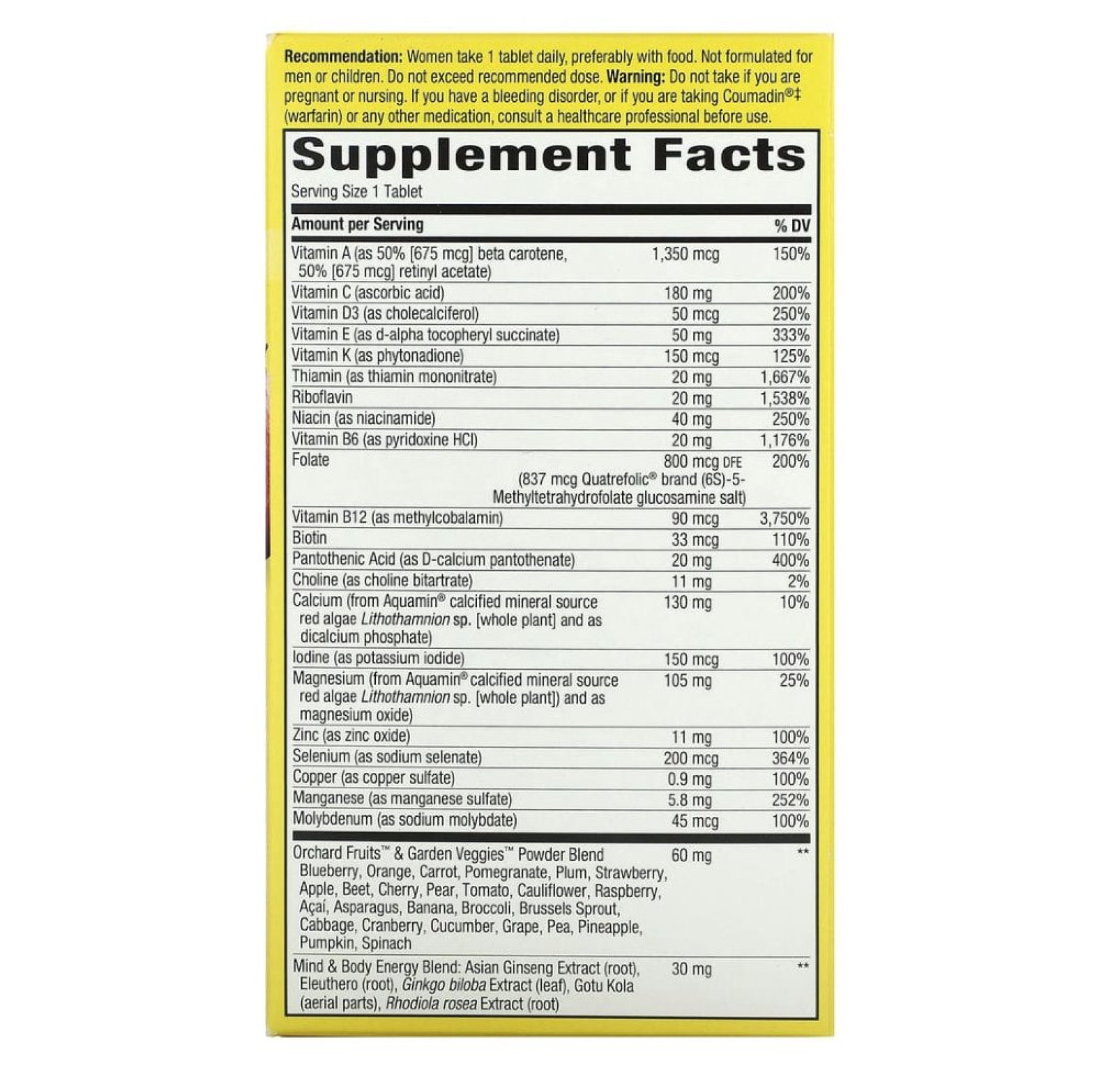 Nature's Way, Alive! комплекс высокоэффективных мультивитаминов для женщин 50 лет и старше, один раз в день, 60 таблеток