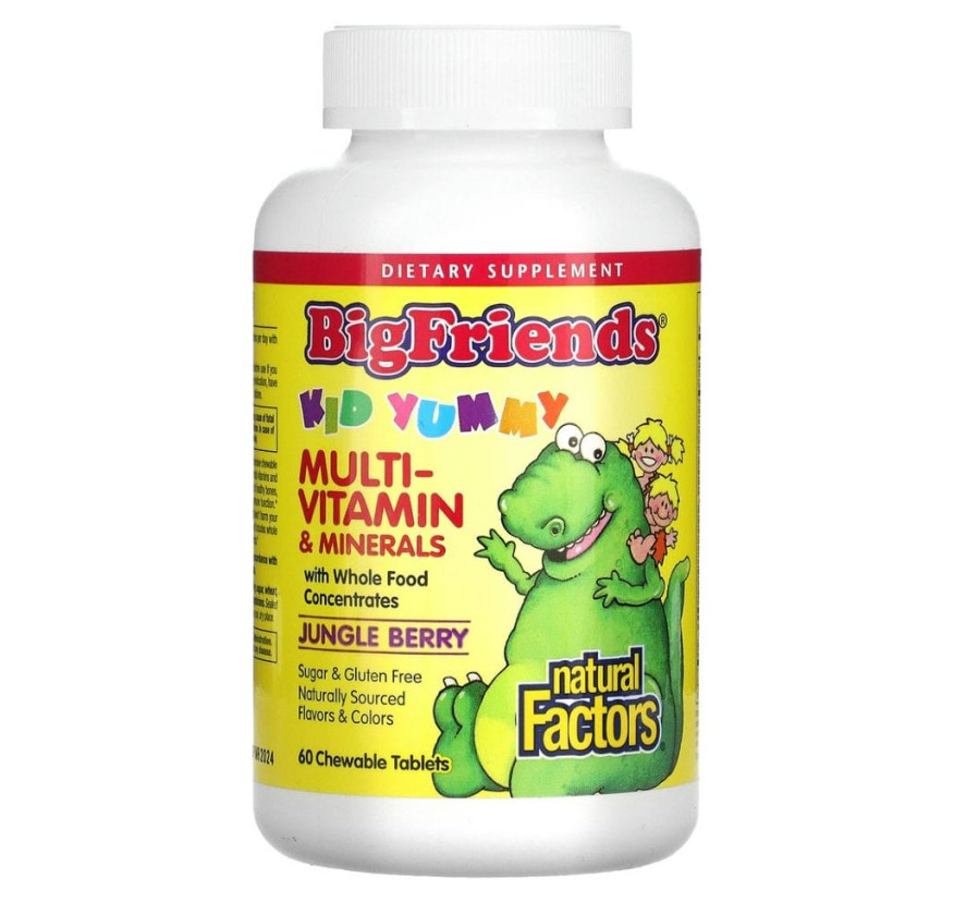 Natural Factors, Big Friends, жевательные мультивитамины и минералы, со вкусом ягод, 60 жевательных таблеток