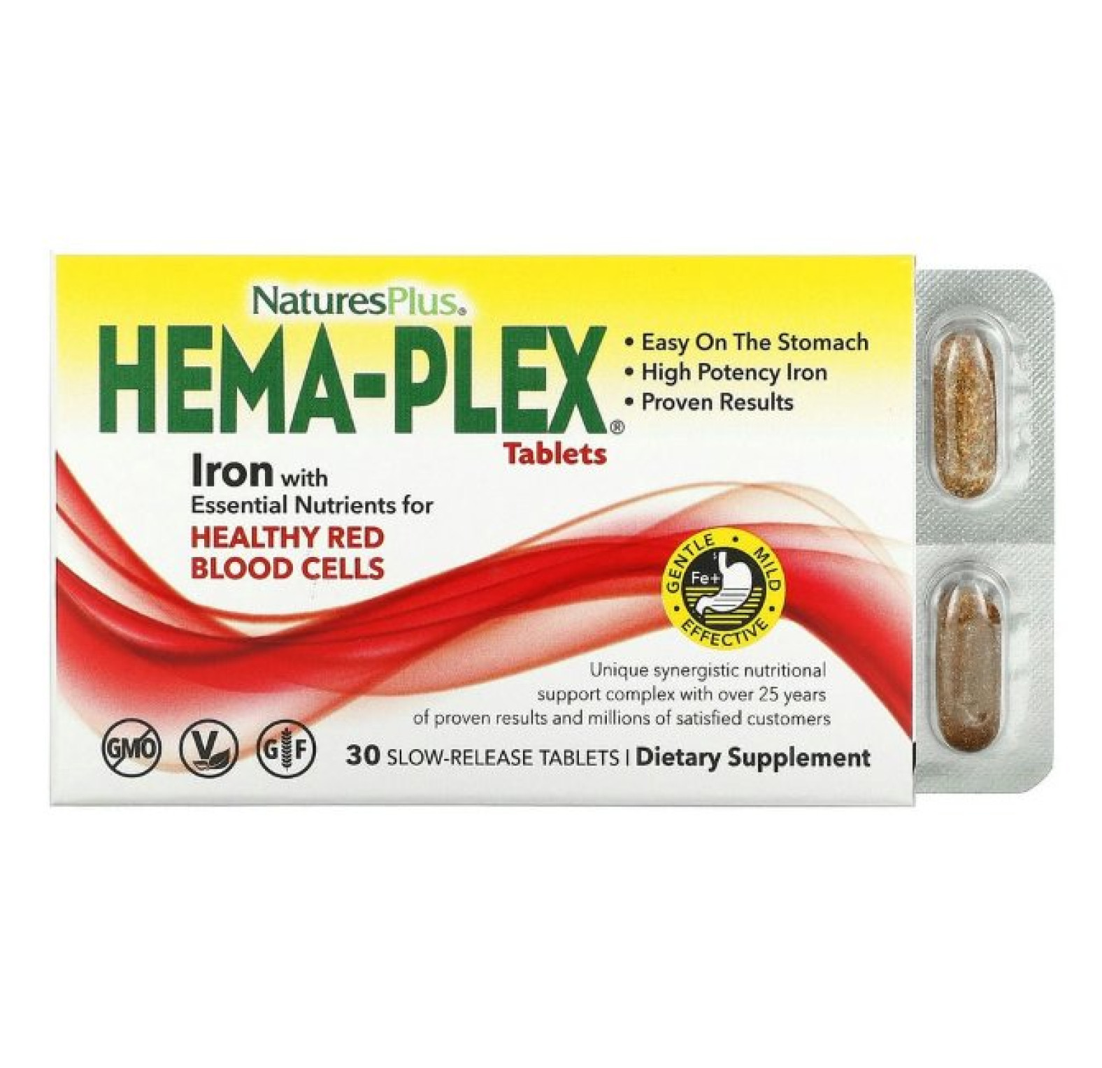 NaturesPlus, Hema-Plex, 30 таблеток с длительным высвобождением